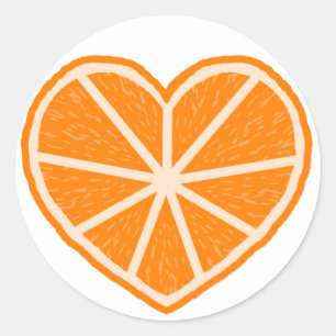 Sticker Rond Coeur de tranche orange