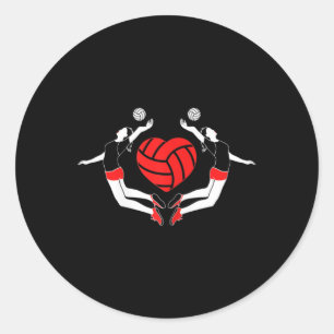 Sticker Rond Coeur de volley-ball des joueurs de tir