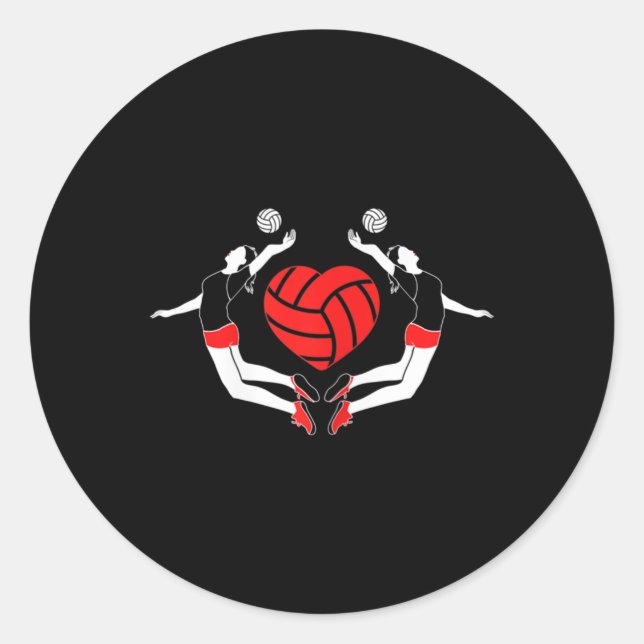 Sticker Rond Coeur de volley-ball des joueurs de tir (Devant)