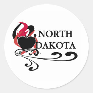 Sticker Rond Coeur des incendies Dakota du Nord