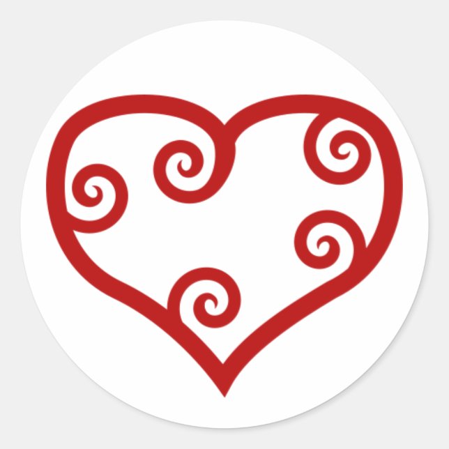 Sticker Rond Coeur des Maoris rouges (Devant)