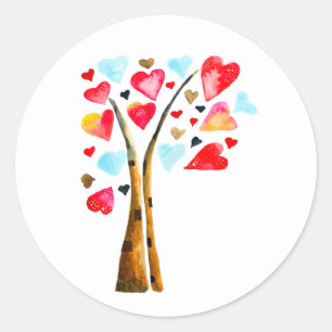 Sticker Rond Coeur des valentines aquarelle art