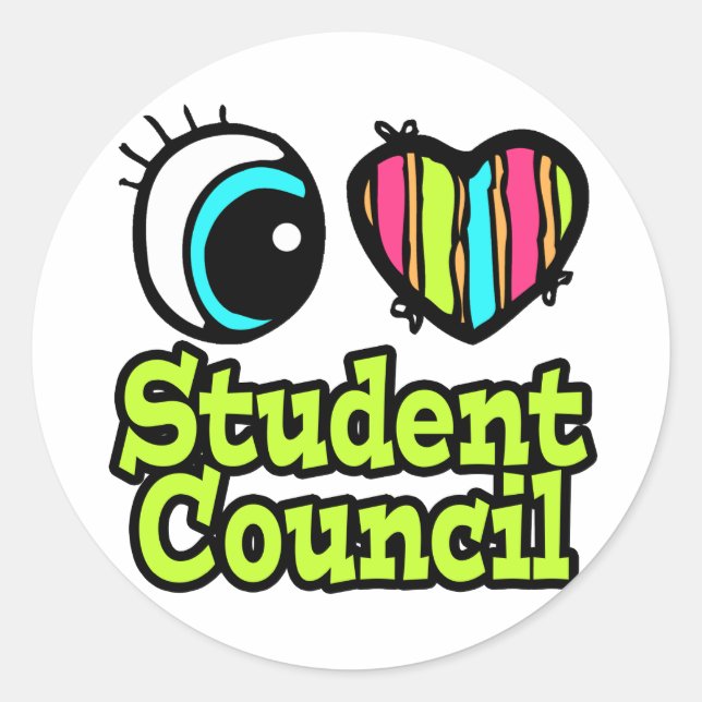 Sticker Rond Coeur des yeux lumineux J'aime Conseil étudiant (Devant)