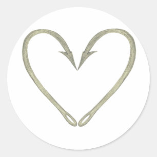 Sticker Rond Coeur d'hameçon