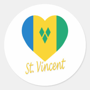 Sticker Rond Coeur Drapeau St Vincent / Grenadines
