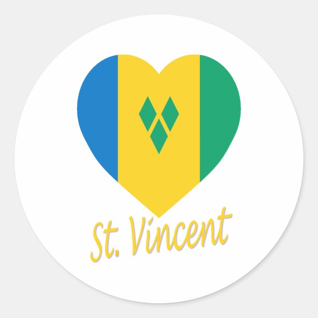 Sticker Rond Coeur Drapeau St Vincent / Grenadines (Devant)