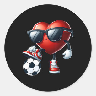 Sticker Rond Coeur drôle Jouer Soccer Valentines Jour Hommes Ga