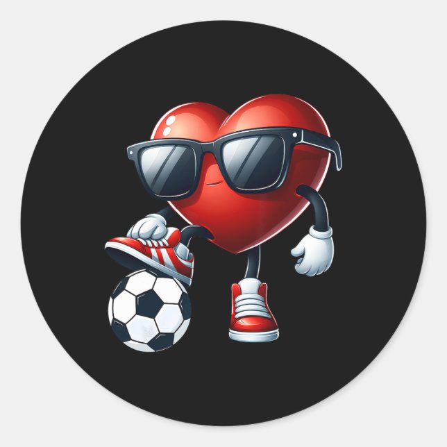 Sticker Rond Coeur drôle Jouer Soccer Valentines Jour Hommes Ga (Devant)