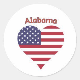Sticker Rond Coeur du drapeau américain de l'Alabama