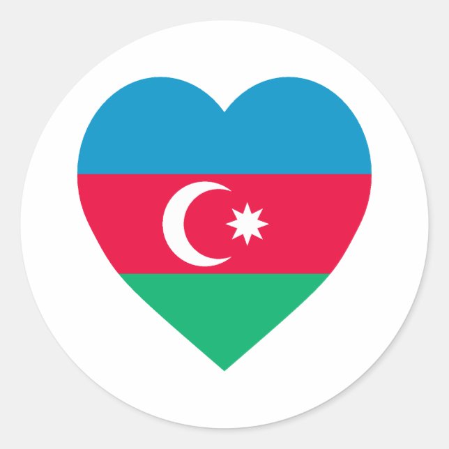 Sticker Rond Coeur du drapeau d'Azerbaïdjan (Devant)