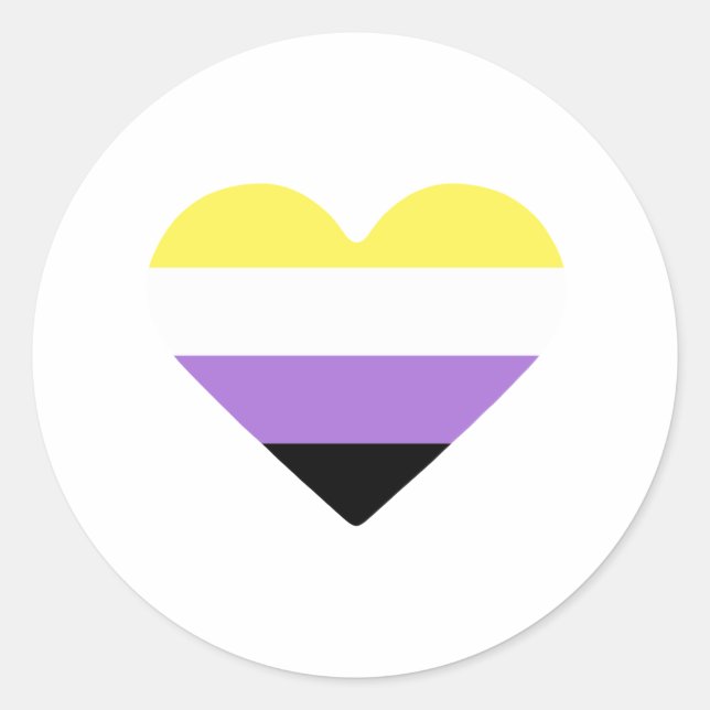 Sticker Rond Cœur du drapeau de fierté non binaire (Devant)