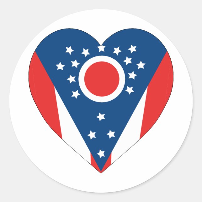 Sticker Rond Coeur du drapeau de l'Ohio (Devant)