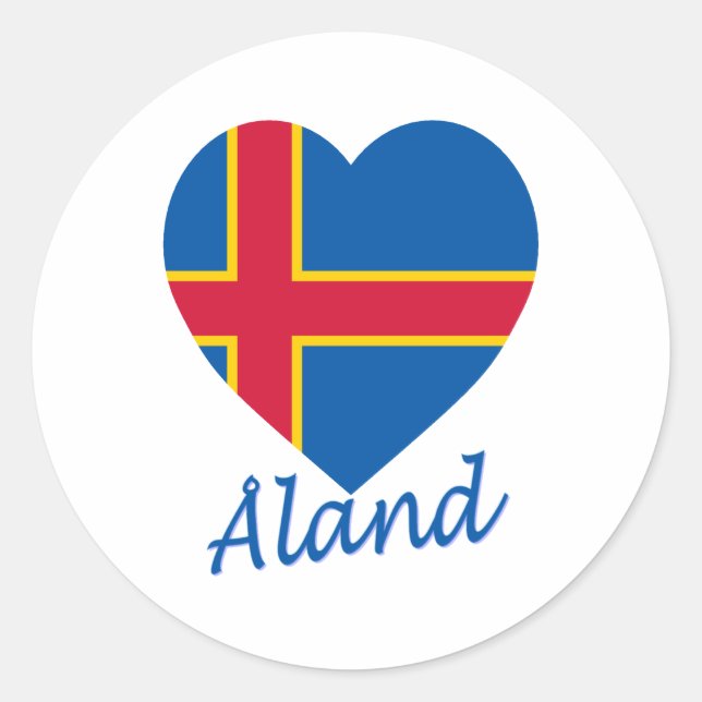 Sticker Rond Coeur du drapeau des îles Aland (Devant)