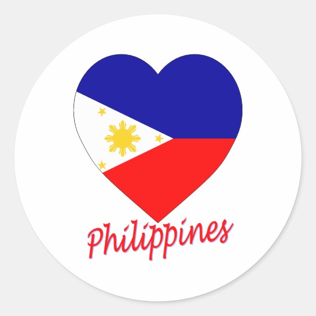 Sticker Rond Coeur du drapeau des Philippines (Devant)