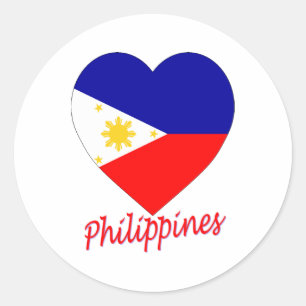 Sticker Rond Coeur du drapeau des Philippines