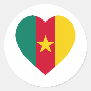 Sticker Rond Coeur du drapeau du Cameroun