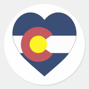 Sticker Rond Coeur du drapeau du Colorado