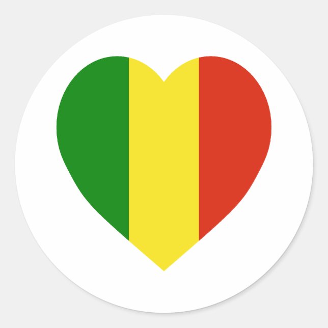 Sticker Rond Coeur du drapeau du Mali (Devant)
