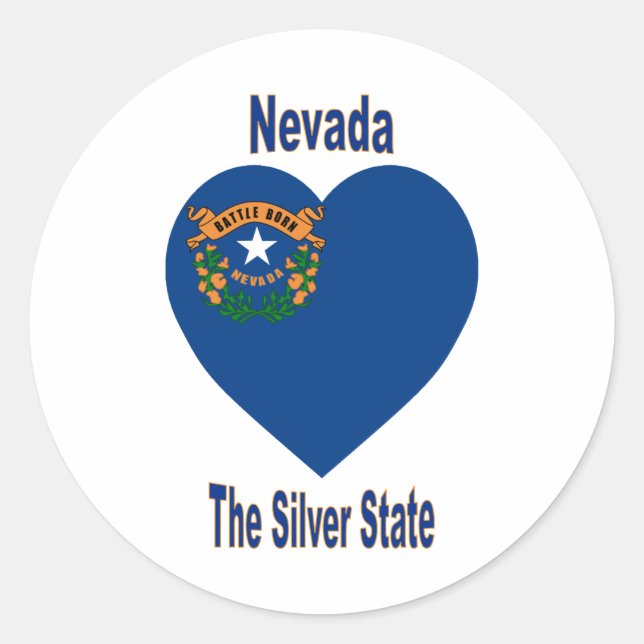 Sticker Rond Coeur du drapeau du Nevada (Devant)