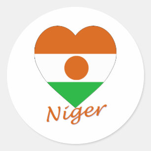 Sticker Rond Coeur du drapeau du Niger