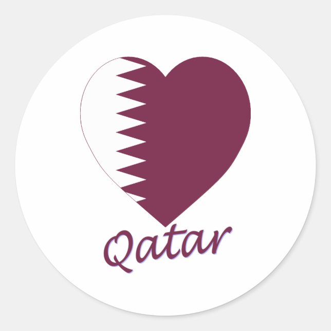 Sticker Rond Coeur du drapeau du Qatar (Devant)