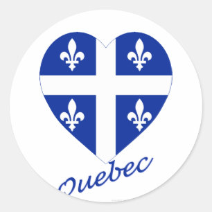 Sticker Rond Coeur du drapeau du Québec avec nom