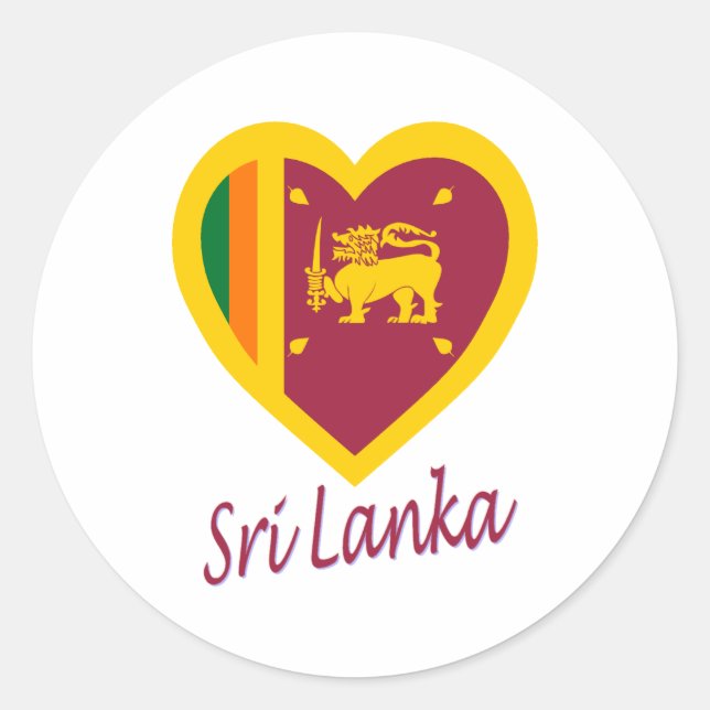 Sticker Rond Coeur du drapeau du Sri Lanka (Devant)