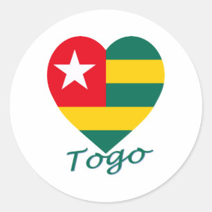 Sticker Rond Coeur du drapeau du Togo