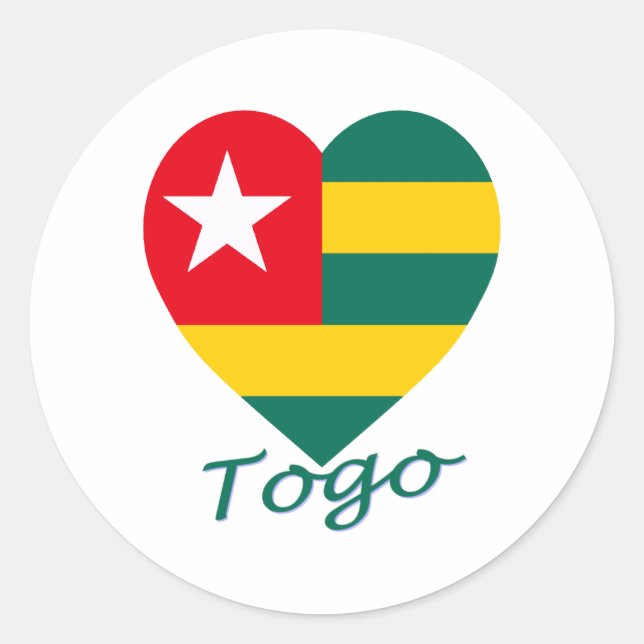 Sticker Rond Coeur du drapeau du Togo (Devant)