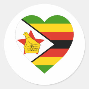 Sticker Rond Coeur du drapeau du Zimbabwe