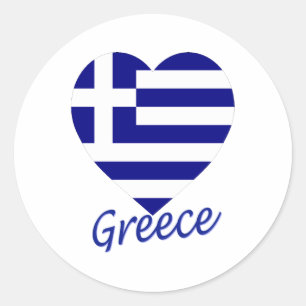 Sticker Rond Coeur du drapeau grec
