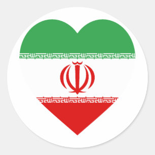Sticker Rond Coeur du drapeau iranien
