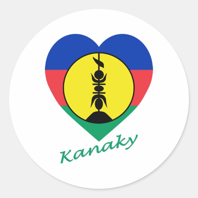 Sticker Rond Coeur du drapeau kanaky (Devant)