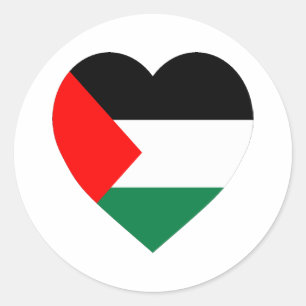 Sticker Rond Coeur du drapeau palestinien