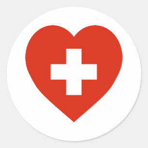 Sticker Rond Coeur du drapeau suisse