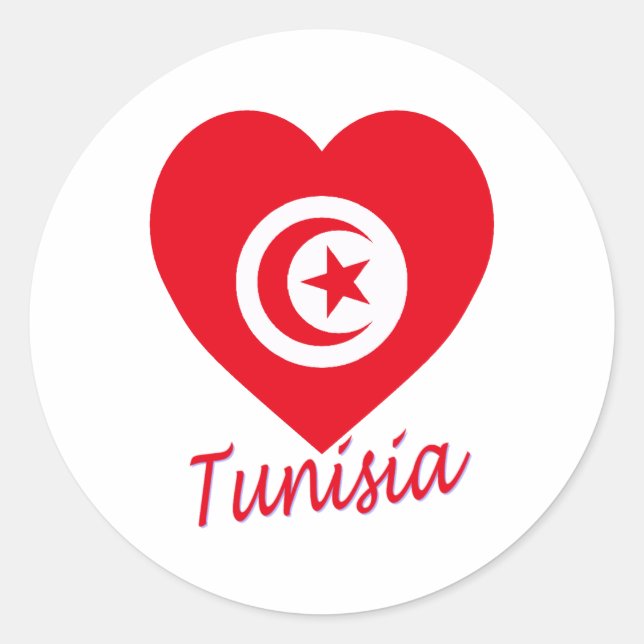 Sticker Rond Coeur du drapeau tunisien (Devant)