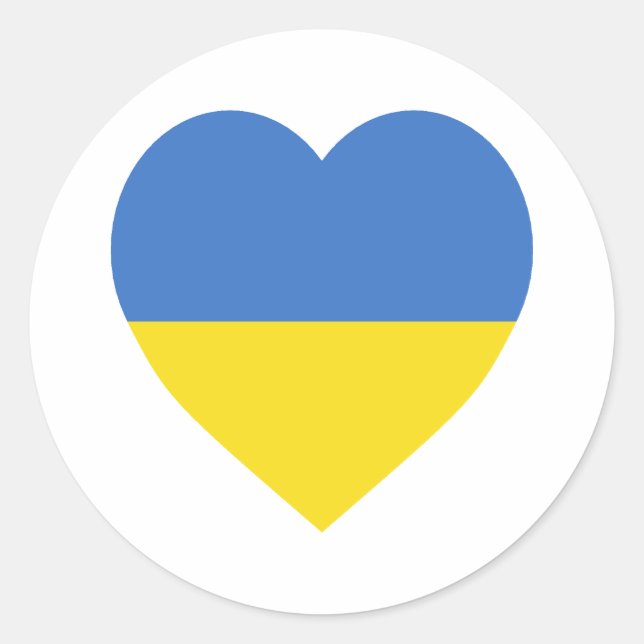 Sticker Rond Coeur du drapeau ukrainien (Devant)