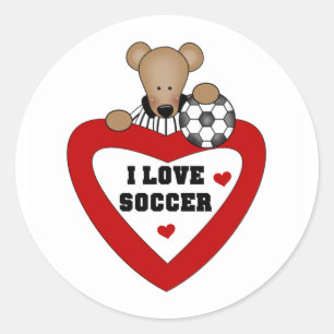 Sticker Rond Coeur du football d'ours de nounours