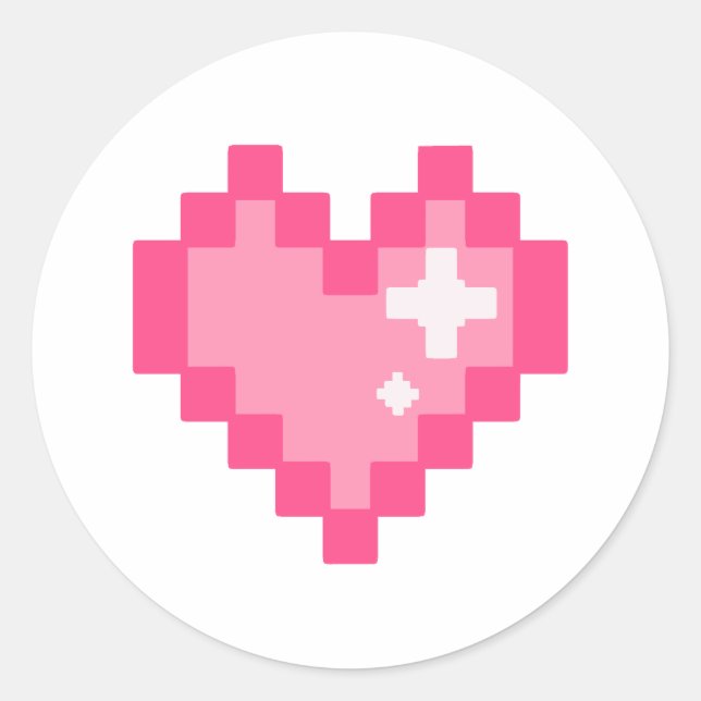 Sticker Rond Coeur du pixel (Devant)