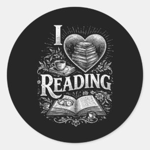 Sticker Rond Cœur d'un amoureux des livres