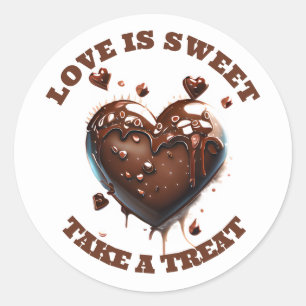 Sticker Rond Cœur en chocolat réaliste amour doux bonbon faveur