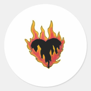 Sticker Rond Coeur en feu