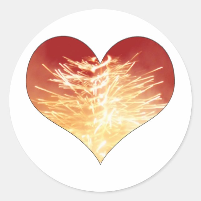 Sticker Rond coeur en feu (Devant)