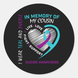 Sticker Rond Coeur En Mémoire De Mon Cousin Sensibilisation Au