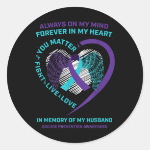 Sticker Rond Coeur En Mémoire De Mon Mari Suicide Sensibilisati