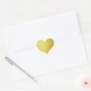 Sticker Rond Cœur en or faux romantique . mariage amour 