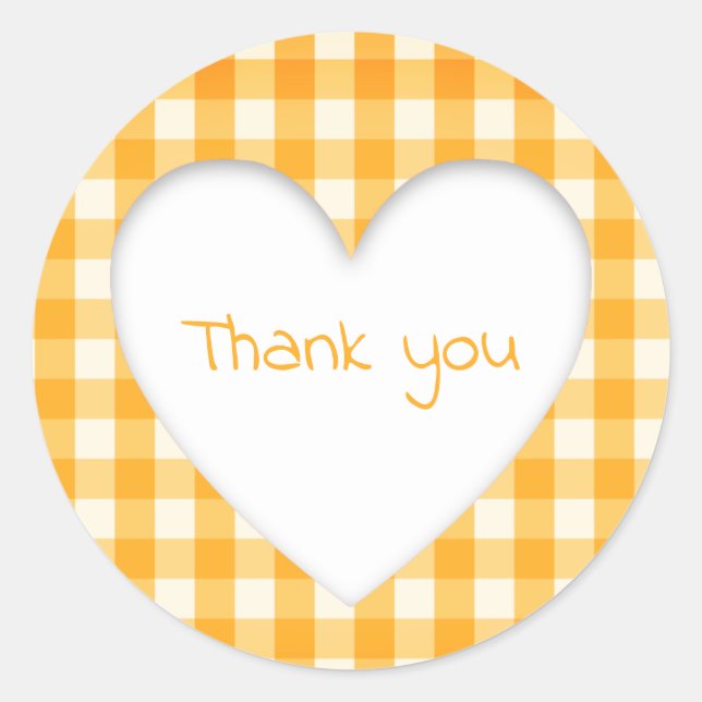 Sticker Rond Coeur En vichy orange (Devant)