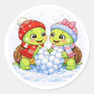 Sticker Rond Cœur enneigé