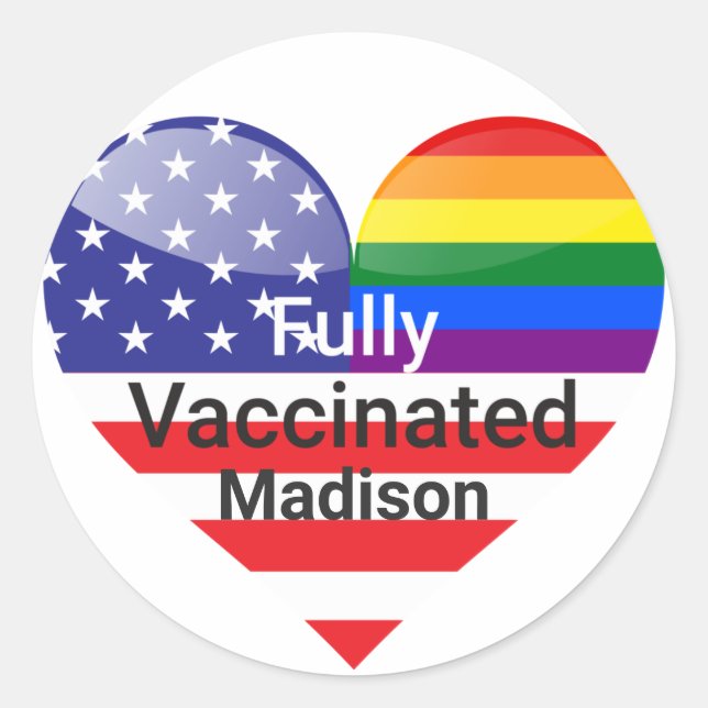 Sticker Rond Coeur entièrement vacciné (Devant)