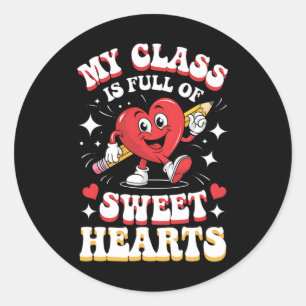 Sticker Rond Coeur Et Crayon Mon Cl Est Plein De Coeurs